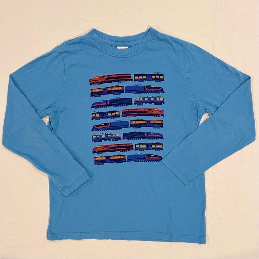 Hanna Andersson Suede Art Tee Boys 12 150 cm Trains Out of the Blue Cotton Shirt